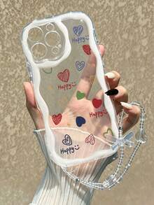 Funda de teléfono anti-caídas con borde ondulado color crema, corazón pintado brillante y accesorio de pulsera con cuentas, compatible con iPhone 17pro/17Air/17/17promax/16/11/16pro/16plus/16promax/16e/15Promax/13/14/12/XS/XR/7G/8P, compatible con Samsung Galaxy S26/S26PLUS/S26 Ultra/A17/A07/S25/S25PLUS/S25 Ultra/A16/A36/A26/A56/A50/A12/A32/A52/A72/A51/A21S/A13/A14/S24/S24PLUS/S24Ultra,S22/A52/A53/A54/A55S23/Compatible con Xiaomi 11/12Pro Compatible con Redmi 10/9 Funda protectora de teléfono anti-caídas - Multicolor - Ver 4