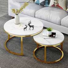 2pcs Coffee Table Set, Round Nesting Coffee Table Set, Side Tables For Living Room, Bedroom, Balcony - White - View 5