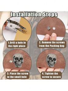 2Pcs- Skull Decor Buttons, Punk Metal Rivet Screws, Vintage Metal DIY Decorations, Suitable For Bags, Hats, Shoes, Jackets, Belts, Jeans, Screw Buttons, Sturdy And Difficult To Fall Off - Multiple Styles - View 10