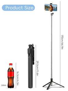 7米藍牙自拍棒三腳架，附補光燈，加寬穩定底座，360°可調手機三腳架，可折疊迷你自拍棒，適合海邊旅行 - 彩色 - 查看 7