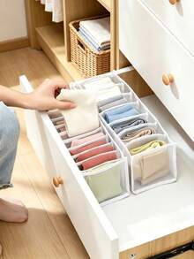 1pc/2pcs Foldable Divided Storage Box, Underwear Organizer, Suitable For Bras, Panties, Socks, Hats, Gloves, Etc., Room Decor, Campus Dorm Essential, Bedroom Accessory,Travel Essential,Room Decor - Multicolor - View 6