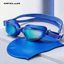 1pc Adult Colorful Swimming Goggles, Vibrant Colors, Fit Face Shape, Multi-Color Options, Waterproof Anti-Fog High Definition Lens - Blue - View 4