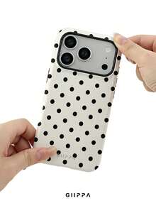 GIIPPA 1pc Cream White Base With Black Polka Dot Pattern Design, Phone 17 Pro Max Phone Case, Compatible With Phone 16 Pro Max, 15 Pro Max, 14 Pro Max, Korean-Style High-End Fashion Fun Phone Case, Compatible With 11/12/13/14/15/16 Pro Max Plus, Elegant Design Suitable For Men And Women, Perfect Gift For Girlfriend On Christmas, Valentine's Day, Easter, Wedding Season And Birthday! - Multicolor - View 6