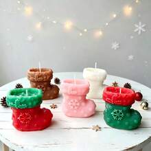 شمعة معطرة على شكل بوت ثلج عيد الميلاد، قطعة ديكور منزلية، 1 قطعة - 1PC - مشاهدة 1