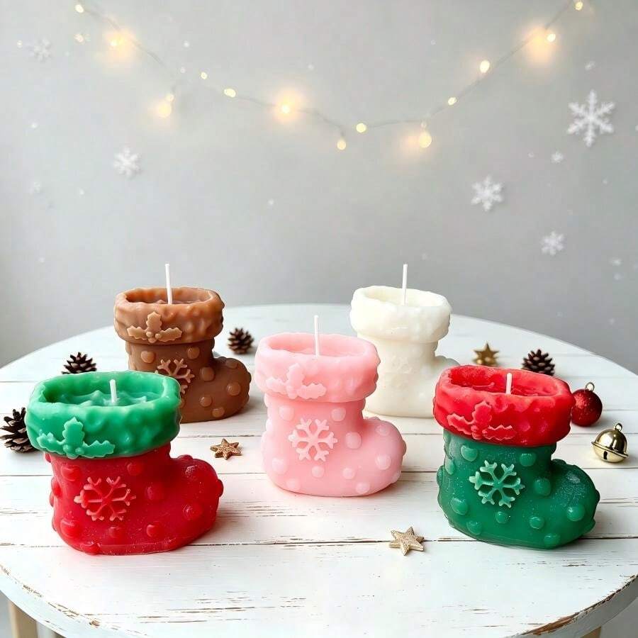 شمعة معطرة على شكل بوت ثلج عيد الميلاد، قطعة ديكور منزلية، 1 قطعة - 1PC - مشاهدة 1