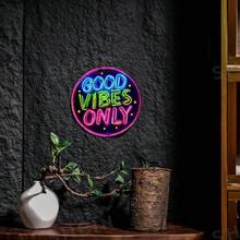 2D Flat "Good Mood Only" Sign, Vintage Style Wall Decor, Easy To Hang, Durable And Waterproof, Suitable For Home, Kitchen, Bedroom, Restaurant, Bar, Room Decoration - - Multicolor - View 3