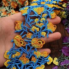 1 Yard Floral Water-Soluble Lace Trim, Hollow 3D Flower Embroidered Mesh Ribbon, Macaron Bright Color Wavy Decorative Lace, Lolita Dress, Curtain Trim, DIY Sewing Craft Supplies - Floral Lace - View 5