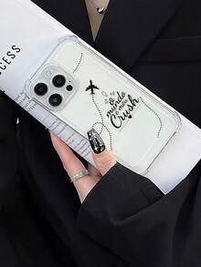 Minimalist Aesthetic Airplane Route Handwritten Quote Clear Airbag Phone Case With Full Wrap Lens Protection For IPhone17 16 15 14 13 12 11 Pro Max - Clear - View 6