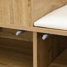 Entryway Wardrobe Set With 5 Hooks, Mirror And Bench - Black & Natural - 黑與自然 - 查看 8