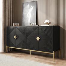 Modern White Sideboard With Shelves - Spacious Storage Area For Living Room/Dining Room - Black - View 1