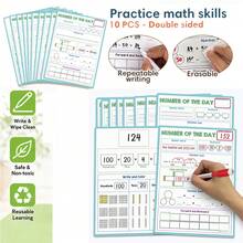 Lachilly Set Kartu Belajar Matematika Dua Sisi yang Dapat Dihapus untuk Anak-Anak, Kartu Flash Edukasi yang Dapat Digunakan Kembali, Garis Bilangan, Pecahan, Nilai Tempat, Perkalian, Pembagian, Papan Latihan Menulis Nama yang Dipersonalisasi, Papan Latihan Menulis Huruf dan Angka Kursif - MultiWarna - View 21