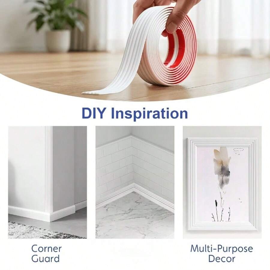 1pc 4cm Flexible Self-Adhesive Decorative Strip, Flexible Self-Adhesive Corner Trim, Multi-Purpose Decorative Strip - Easy To Install, Cuttable, Easy To Clean - Suitable For Doors, Windows, Wall Corners And Picture Frames