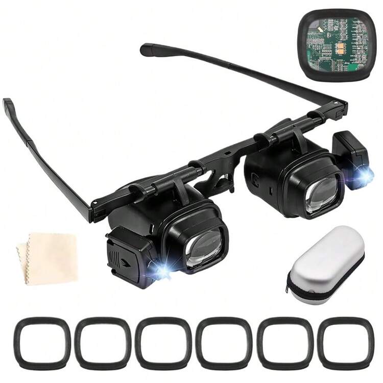 Head Mount Magnifying Glass  2/6/10/24X Multi Lenses Adjustable Angle Hands Free Magnifier For Craft Watch Repair Reading - A - View 9