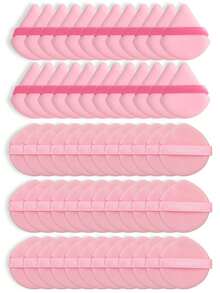 50/40/30/20/10/5pcs Triangle Flocked Makeup Sponges, Soft Cushion Powder Puffs, Reusable Powder Puffs, Face And Eye Makeup Powder Puffs, Suitable For Foundation, Concealer, Dry And Wet Use, Essential For Women's Daily Makeup - Multicolor - View 2