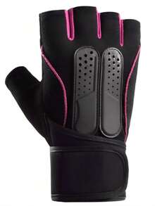 1 Pair Fitness Non-Slip Weightlifting Half-Finger Long Wrist Support Gloves - Pink - View 2