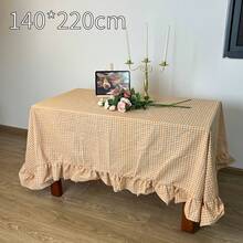 1 buah Taplak Meja Rumah Gaya INS dengan Pinggiran Bergelombang Artistik Warna Kuning, Cocok untuk Pernikahan, Hari Valentine, dan Dekorasi Rumah - Kuning - View 9