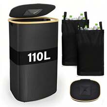 110L (29 Gallon) Recycling Bin, Suitable For Kitchen, Indoor And Outdoor Home Use, Comes With 2 Detachable And Reusable Inner Bags, Large Capacity Recycling Bin, Suitable For Bottles, Cans, Plastic Labels, Etc. - Multicolor - View 3