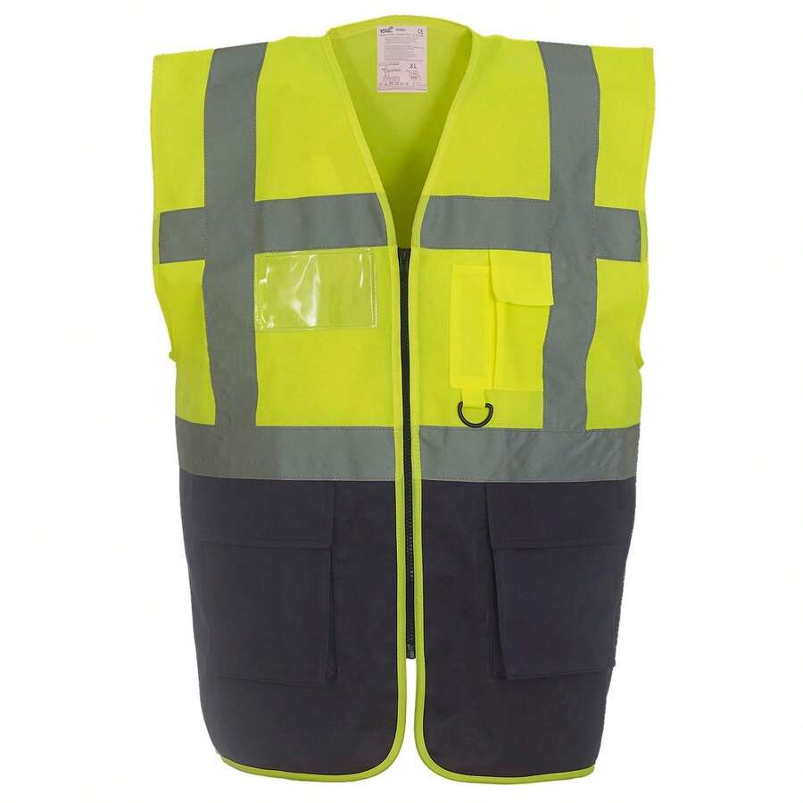 Yoko Unisex Adult Executive Hi-Vis Waistcoat - Yellow/Navy - View 1