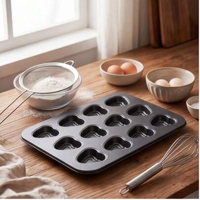 kit pastelero Charola con 12 Moldes para Hornear Preparar Cupcakes Muffins Reposteria Antiadherente Ideal para Cocina y Pastelería envases molde y hogar envases moldes hogar  envases y moldes