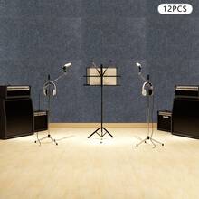 12Pcs High-Density Soundproof Panels, Sound-Insulating Panels, Sound Absorbing - Dark Grey - View 10
