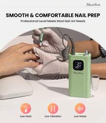 Professional Nail Drill Kit, 30000RPM Cordless Electric Nail File With LCD Display, Rechargeable 4000mAh Battery Nail Efile For Acrylic & Gel Nails, Manicure Pedicure, Salon & Home Use - 薄荷綠 - 查看 6