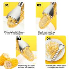 1pc Stainless Steel Corn Stripping Tool Stainless Steel Corn Kernel Remover, Plastic Vegetable Peeler, Kitchen Gadget For Easy Meal Prep, Efficient Corn Cob Stripper, Home Kitchen Tool - Silver - View 6