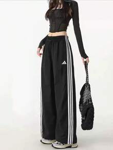 Adidas New Summer W 3S WV PT Women's Casual Loose Wide-Leg Breathable Sports Pants - Black and White - View 1