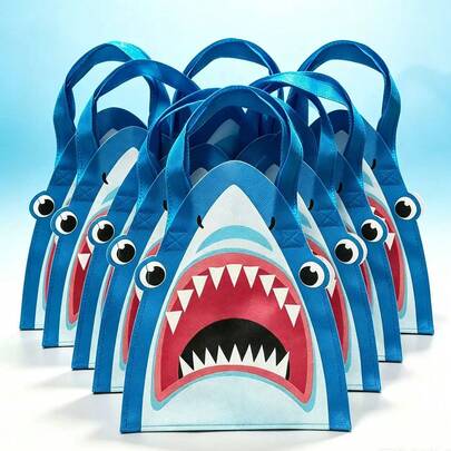 10-Piece Set Of Ocean-Themed Non-Woven Fabric Handbag Storage Bags For Children's Birthday Parties, Perfect For Carrying Small Gifts.
