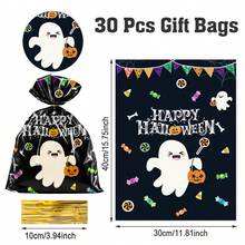 10/30pcs Halloween Plastic Gift Bags, Halloween Cute Ghost Gift Bags, Halloween Candy Bags, Halloween Cookie Baking Bags, Halloween Storage Bags, Children Trick Or Treat Decoration Bags, Children Happy Party Decoration, Halloween Table Centerpiece Decoration, Halloween Room Decoration, Halloween Home Decoration, Day Of The Dead Gifts, Day Of The Dead Decoration, Party Favors - Halloween Ghosts - View 13