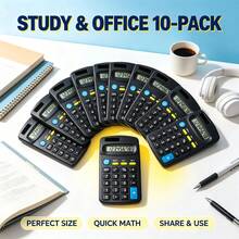 10 قطع آلة حاسبة محمولة أساسية سوداء، مزودة بمصدر طاقة مزدوج مع بطارية شمسية لمنع انقطاع الطاقة، شاشة LCD عالية الوضوح للقراءة السهلة، أزرار متعددة الوظائف تشمل الذاكرة والجذر التربيعي وحساب النسبة المئوية، تصميم مدمج وسهل التخزين، أداة حسابية عملية للطلاب والتمويل والأعمال الصغيرة - A - مشاهدة 2