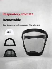 Full Face Transparent Protective Shield, Adjustable Buckle, Unisex Full Coverage Transparent Cycling Windproof Dustproof Face Mask, Windproof Welding Use - Multiple Styles - View 4