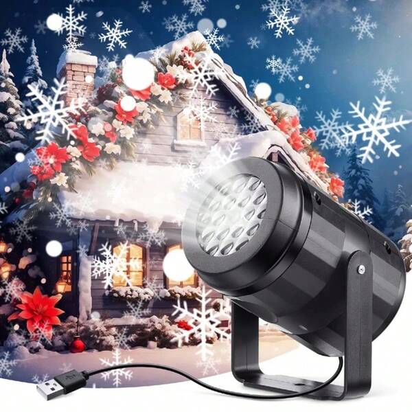GYJAETM 1pc Snowflake Projection Light - USB Powered Winter Wonderland Lighting With Snowing Effect, Suitable For Home, Christmas, Wedding, Party - Ceiling Decoration, Christmas Lighting, Decorative Lighting Component, High-Precision Light Source