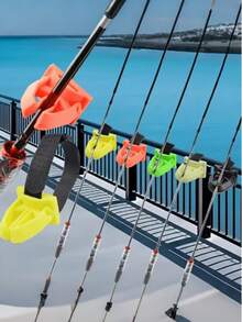 Soporte versátil para caña de pescar en puente y barco, barandilla de pesca, estante de almacenamiento de cañas de pescar con fijación, soportes portátiles para cañas de pescar con correas ajustables, fácil instalación para pesca en barco y puente, suministros de pesca, regalo para pescadores - Multicolor - Ver 5