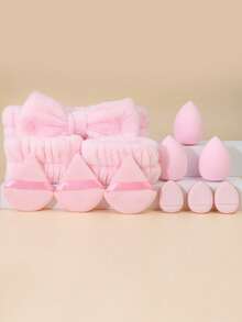 RANCAI 12/23pcs SPA Facial Care Headband & Wristband Set, Includes Makeup Sponge, Triangle Powder Puff, Facial Powder Puff And Finger Powder Puff Makeup Set - Multicolor - View 9