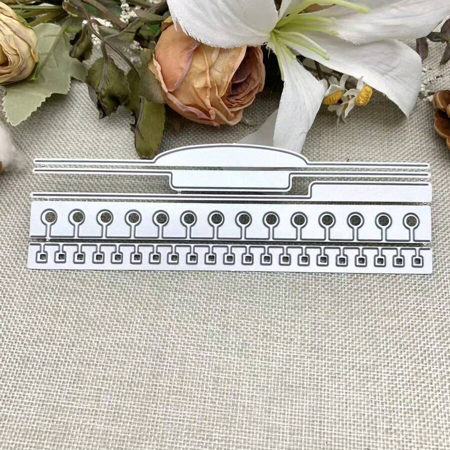DIY賀卡金屬打孔與壓紋模版工具,適用於DIY剪貼簿、紙卡與相簿手工裝飾 - 銀色 - 查看 1