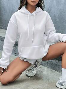 Women's Fashion Letter Print Casual Hooded Sweatshirt - 白色 - 查看 3