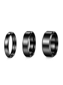 Fashionable Simple Smooth Stainless Steel Men's Ring, Men's Jewelry Accessory, Men's Ring Set, Jewelry Suitable For Daily Wear, Parties, And Birthdays - Three-piece Set - View 25