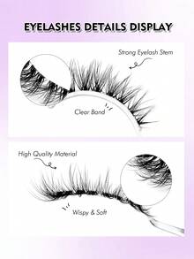 Sibeuna 7 Pairs Fox Eye False Eyelashes, Natural Style, Transparent Band, Cross Design, Soft Faux Mink Hair, Elongated Tail, Reusable, Suitable For Daily Eye Makeup, Beginner Friendly - Black - View 4