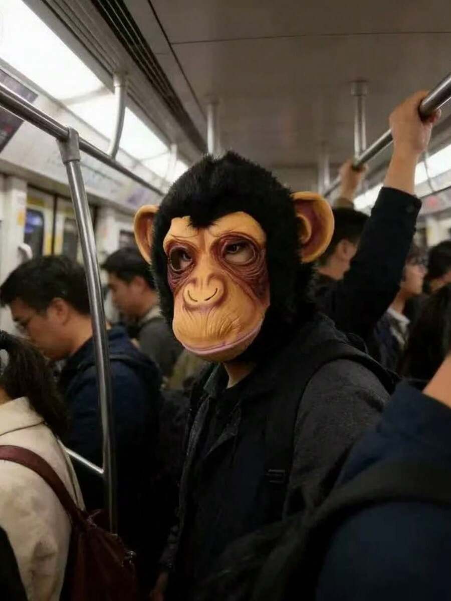 1pc Halloween Performance Mask Bar Big Ear Monkey Head Cover Gorilla Mask Party COS Monkey Mask For Men And Women - Multicolor - View 1