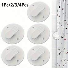 1/2/4pcs Plastic Shower Curtain Clips, Bathroom Windproof & Splash-Proof Curtain Rail, Home Style Weighted Suction Cup Curtain Fixing Clips, Shower Curtain Fabric, Curtain Weight Clips - Multicolor - View 1