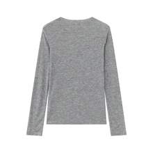 Kaos Lengan Panjang Gaya Amerika dengan Hiasan Mutiara dan Berlian Imitasi untuk Wanita, Cocok untuk Musim Panas dan Awal Musim Gugur, Potongan Ramping, Tipis, dan Melindungi dari Sinar Matahari. - Grey - View 6