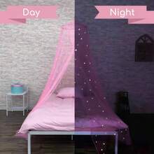 1pc Encrypted Dome Mosquito Net, No-Drill Ceiling Princess Style Encrypted Mosquito Net, Suitable For Home Bedroom, With Fluorescent Stars, Universal For Home And Camping - Multicolor - View 8