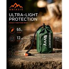 1pc/2pcs Waterproof Warm Emergency Sleeping Bag, Portable Lightweight Survival Bag, Windproof & Moisture-Proof Outdoor Camping Hiking Rescue Blanket, Green & Orange - Multicolor - View 7