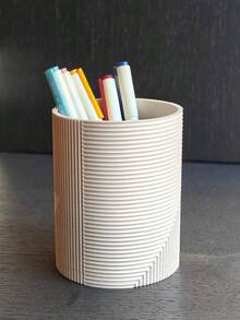 Suporte de Caneta com Textura Ondulada Impressa em 3D Criativa, Decoração Artesanal Multiuso, Organizador de Mesa de Escritório, Manga de Copo de Caneta Reforçada, Suprimentos Escolares - porta-canetas texturizado - Visão 6