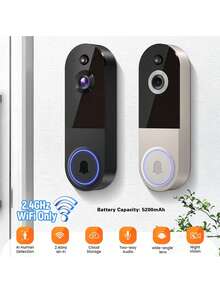 2.4G WiFi 無線視訊門鈴攝影機,5200mAh 可充電智慧安全門鈴,支援 AI 人體偵測、雙向對話與夜視 - 查看 3