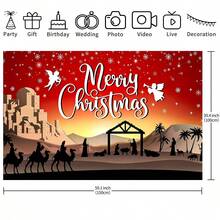Authorize Nativity Christmas Children's Party Award Scene Birthday Party Background Banner. Nativity Christmas Themed Wall Decoration. Photo Background Garden Decor Outdoor. Ideal Choice For Celebration Events, Room Decoration, And Display Props - Multicolor - View 5