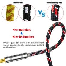 High-Quality Guitar Cable, 6.35mm 1/4 Inch Straight To Right Angle Mono Braided Instrument Professional Cable, High-Purity Oxygen-Free Copper, Multi-Compatible, Double-Layer Shielded Braided Mesh, Suitable For Bass, Keyboard, Amplifier, Mixer, Electric Guitar, Mandolin, - Black/Red Braided Mesh, Suitable For Valentine's Day Gift - Red - View 8