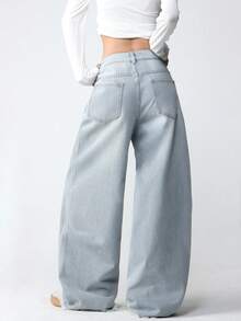 1pc American Street Style Women's Embroidered Loose Casual Wide Leg Jeans Long Pants Fashion All Season Fall - Mauve Purple - View 2