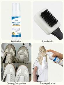 200ml Reichhaltiger Schaum Weiß Sneaker Reiniger Set, Wasserloser Schuh Fleckentferner, Rückstandsfreie Schuh Reinigungspaste für Trainer, Leinwand, Leder, Wildleder Schuhe. Tiefenreinigung und Aufhellung von Leinwand, Leder, Wildleder Schuhen - Liquida - Übersicht 2