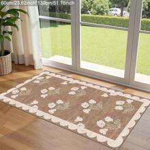 3x5 Floral Entrance Mat - Small Washable Indoor Outdoor Rug, Non-Slip Doormat For Front Door Porch, Boho Farmhouse Neutral Brown Carpet For Living Room Bedroom Entryway Kitchen Laundry Office Foyer Decor - Brown - View 7